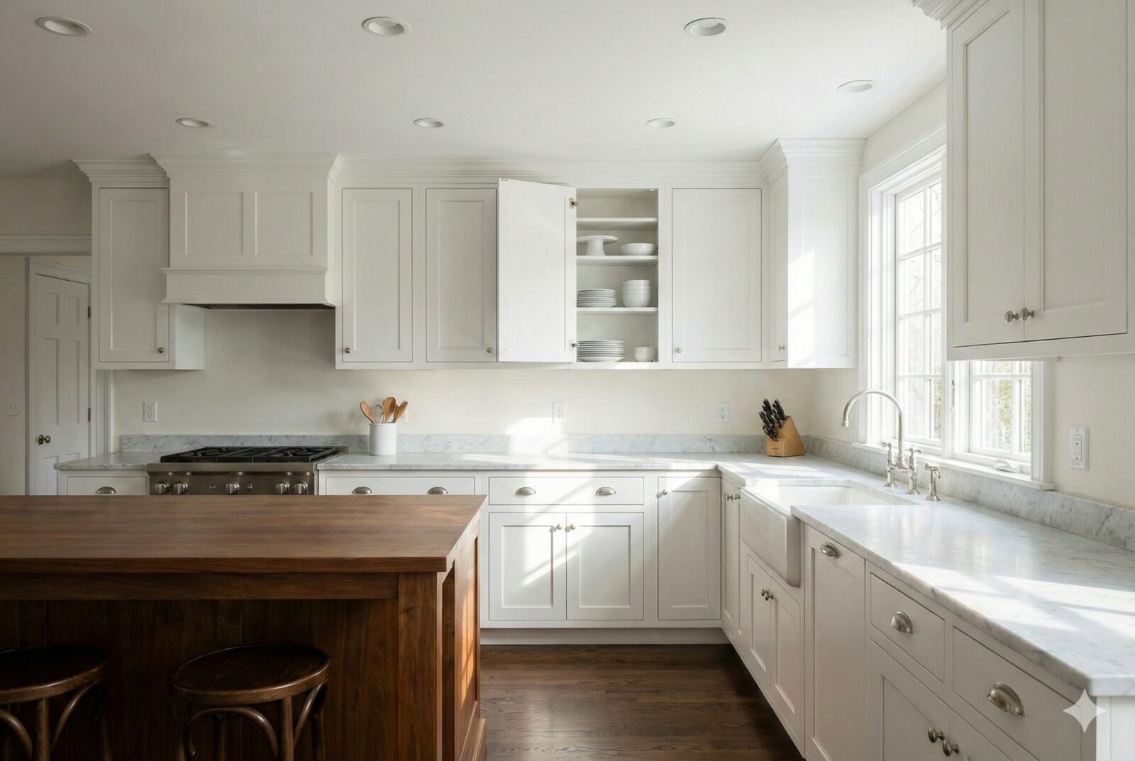 Kitchen cabinet painting with Sherwin-Williams premium paint in Connecticut