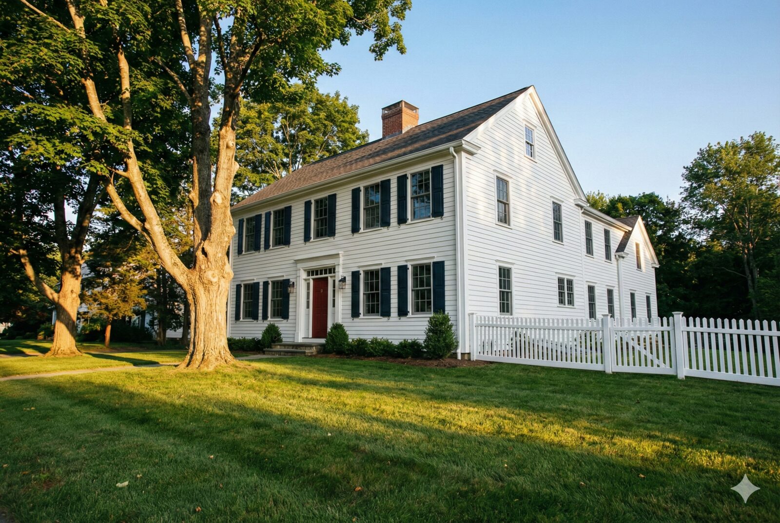Professional exterior painting on a Connecticut colonial home