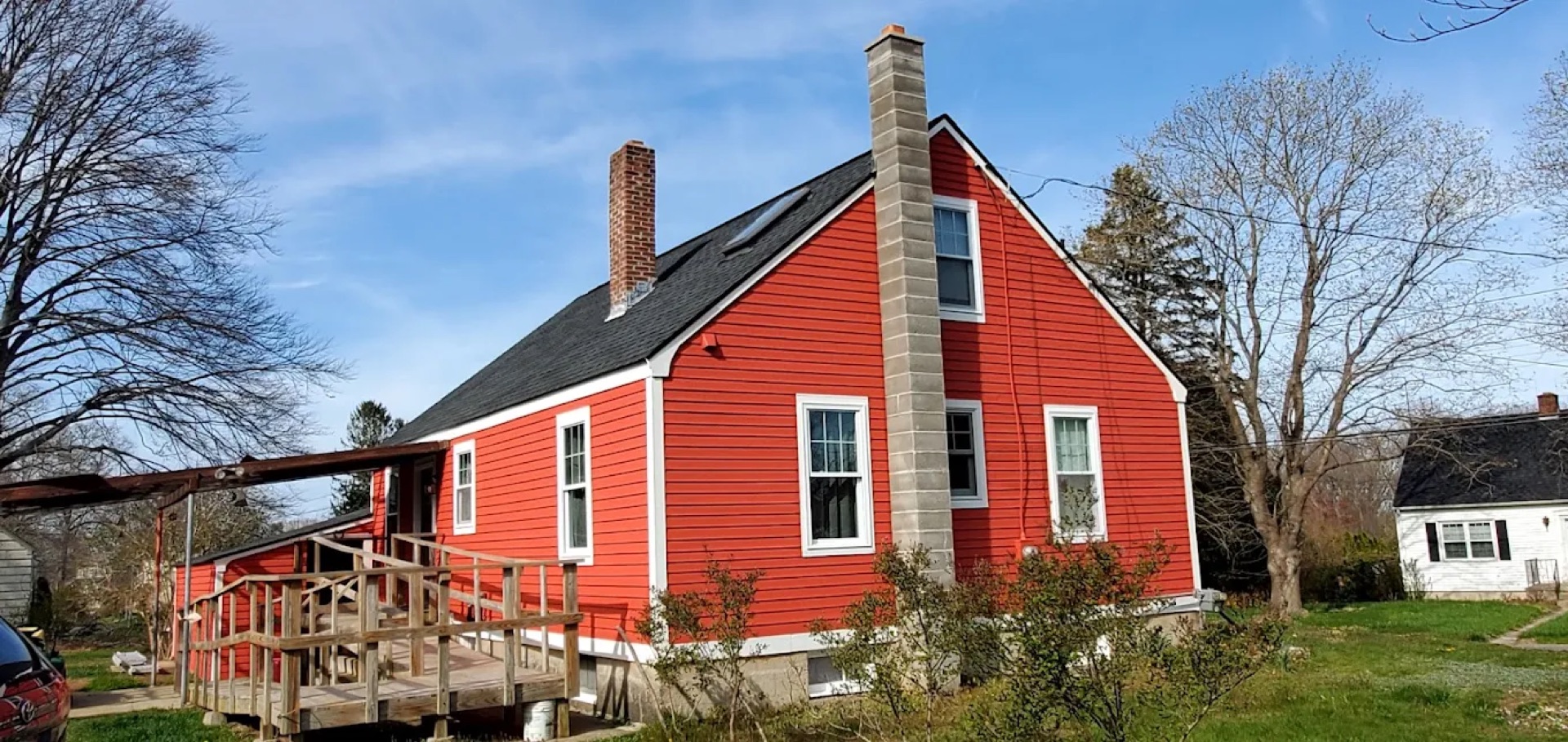 Red Cape Cod house exterior painting near Madison, CT